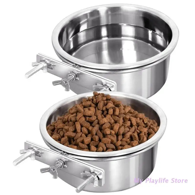 Pet Bowl Can Hang Stationary Dog Cage Bowls Stainless Steel Cats
