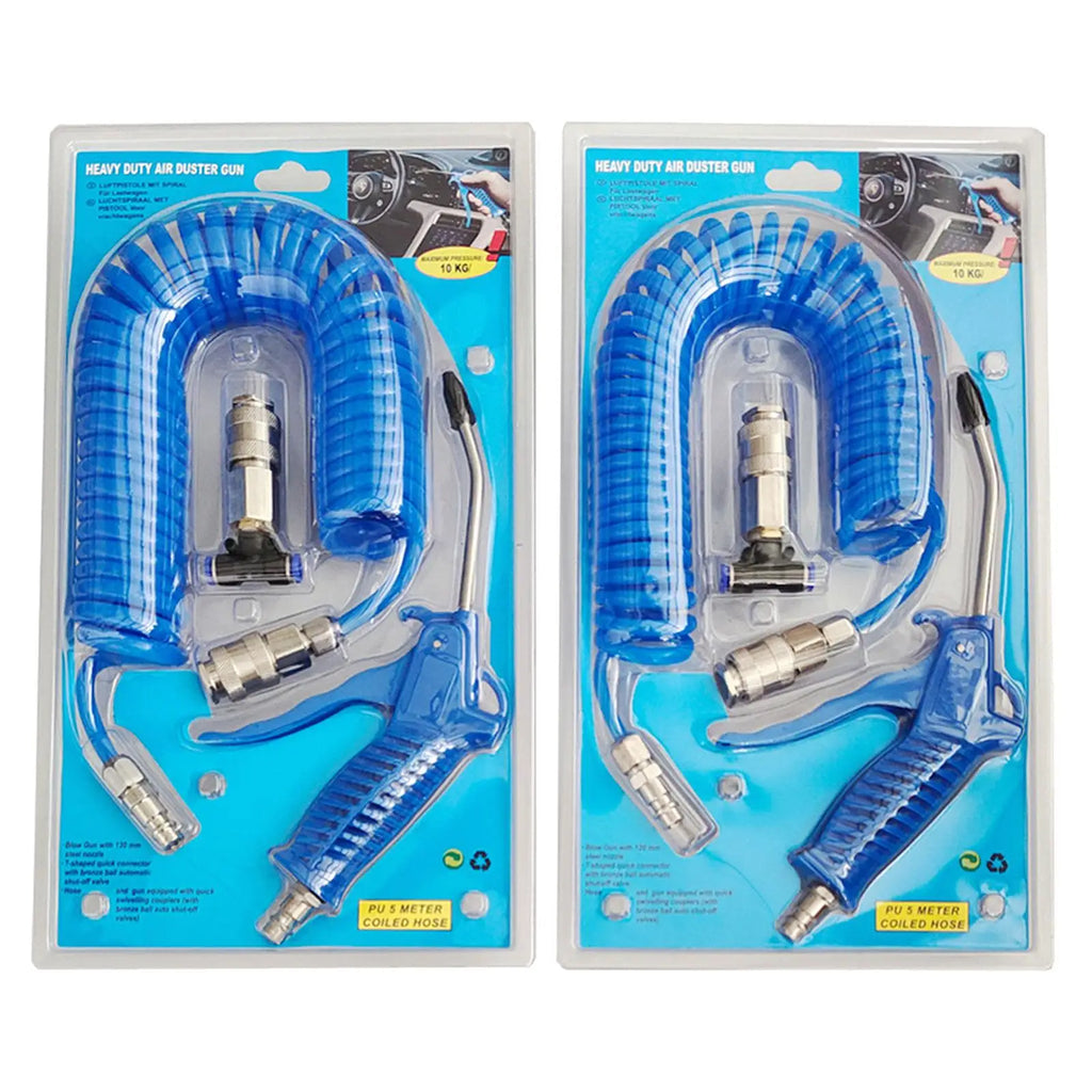 Air Blow Duster Set with 5 Meter Long Coil Pu Hose for Truck Air Compressor Dust Removal Air Duster Cleaning Nozzle Tool Zpaxo