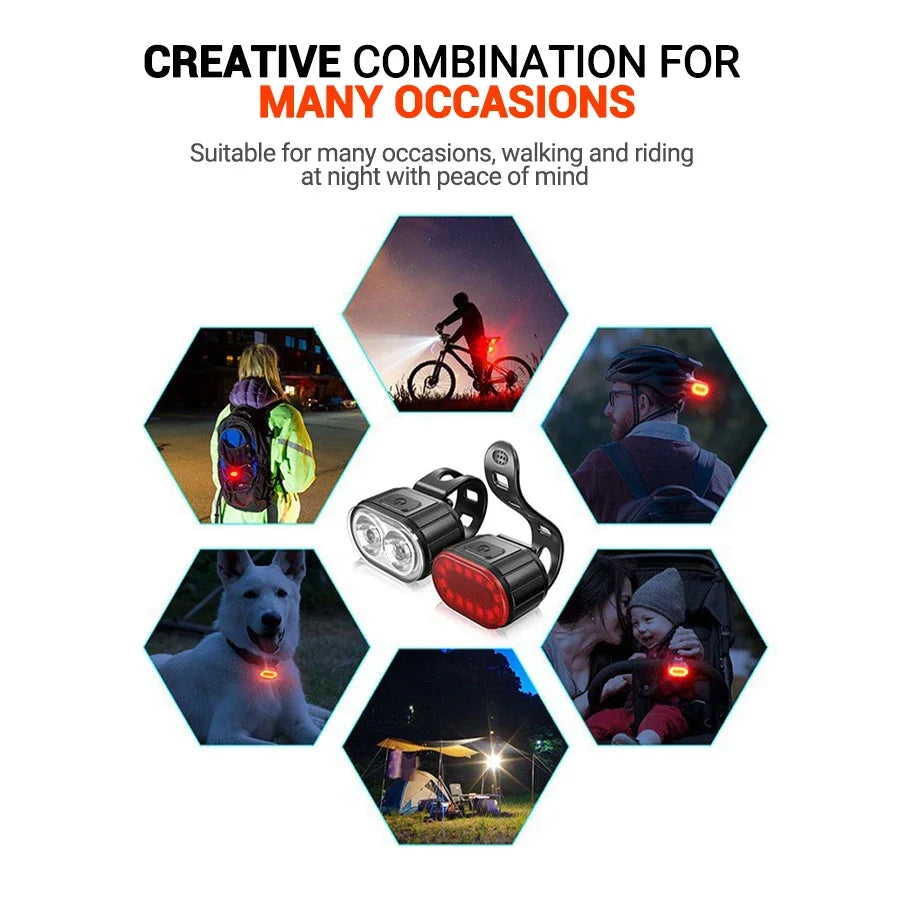 USB Rechargeable Bicycle Lights Bike Safety Warning Lamp Outdoor