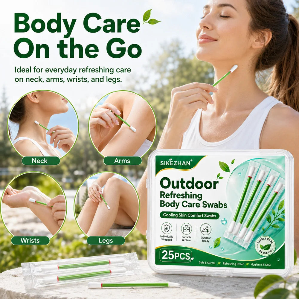 SIKEZHAN Outdoor Camping Refreshing Body Care Swabs Disposable Cooling Skin Comfort Sticks for Hiking Travel Picnic 25PCS Zpaxo