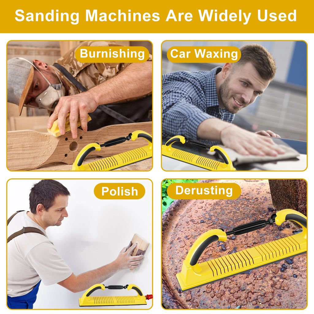 Hand Sanding Block Set Multifunctional Longboard Hand Sanding File with Hook & Loop Sandpaper Sanding Disc Pad Polishing for Car Zpaxo