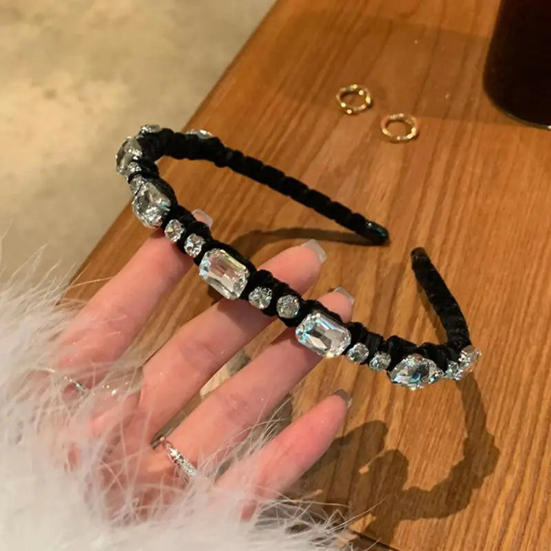 Velvet Rhinestone Headband for Women – Luxury Hair Hoop