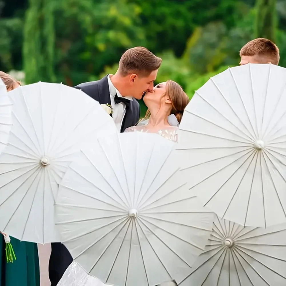 1- White Paper Umbrellas Parasol Umbrella Chinese Japanese Oiled Zpaxo