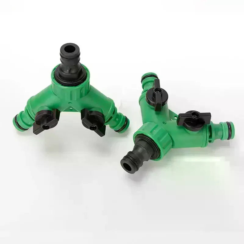 Garden Water Splitter Y Connector 2-Way Valve Switch Quick Plastic Zpaxo