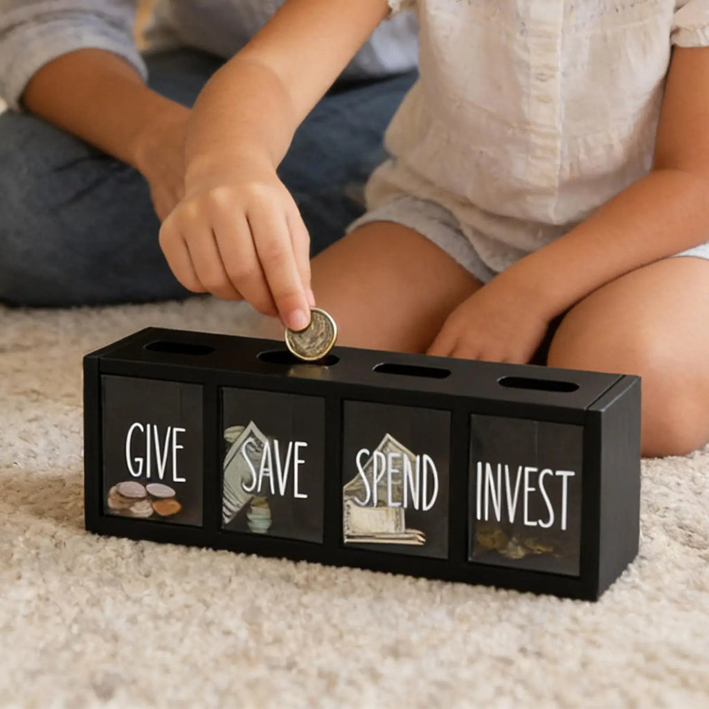 Kids Money Bank Wooden Magnetic Suction Storage Funny Cash Box