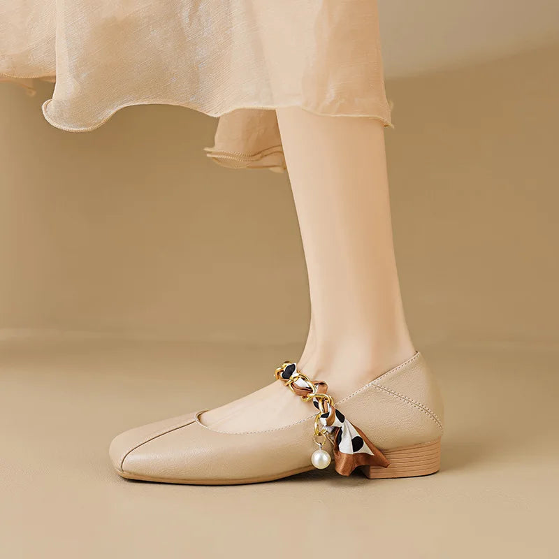 Flat Shoes for Women Spring and Autumn Square Toe Mary Jane Shoes for Women Low Heel for Women Plus Size Women's Shoes Zpaxo