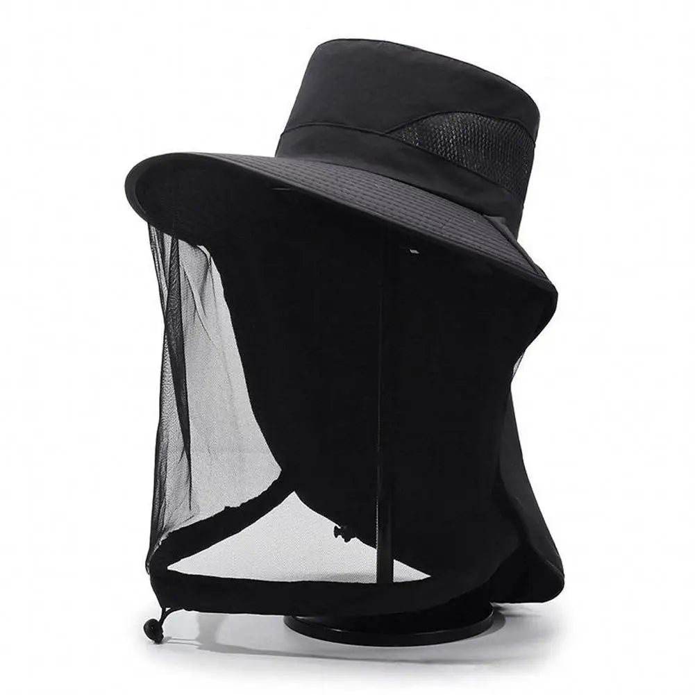 Mosquito Net Sun Hat – UV & Insect Protection Outdoor Cap Mosquito Net Hat Zpaxo Black