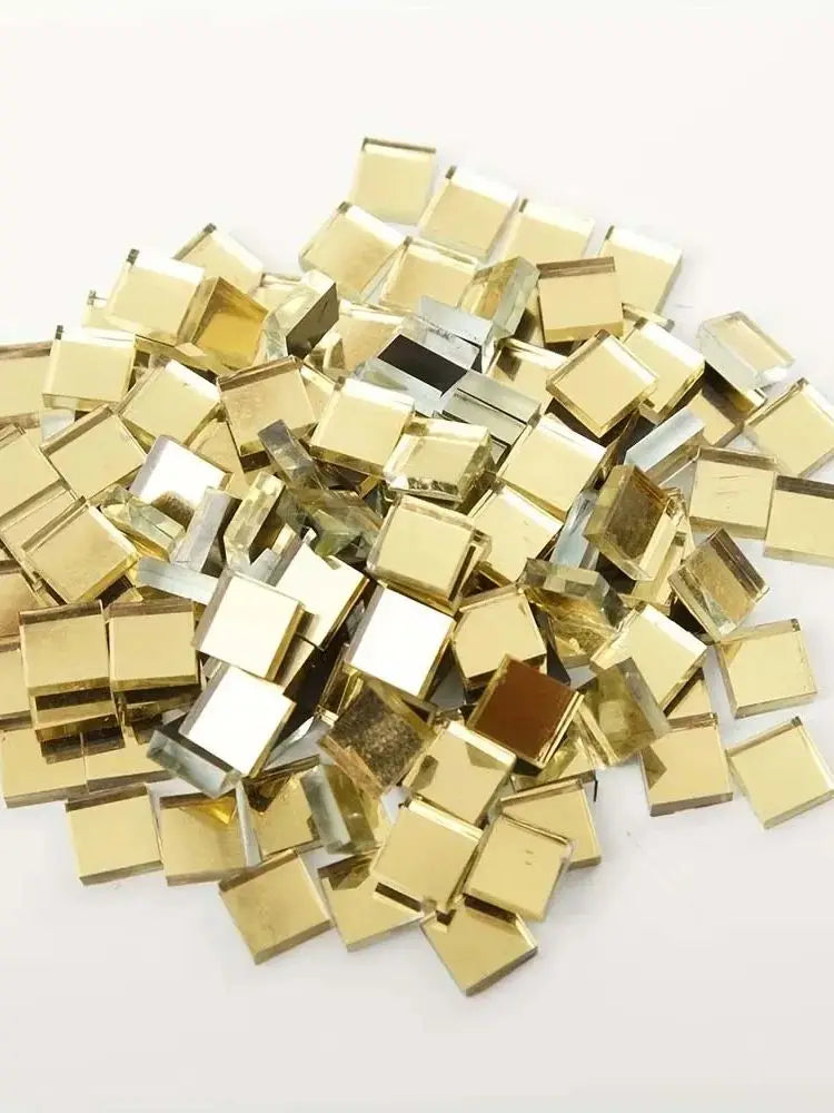 100-Pack Golden Mirror Mosaic Glass Tiles – DIY Craft Kit Mosaic Craft Tiles Zpaxo gold