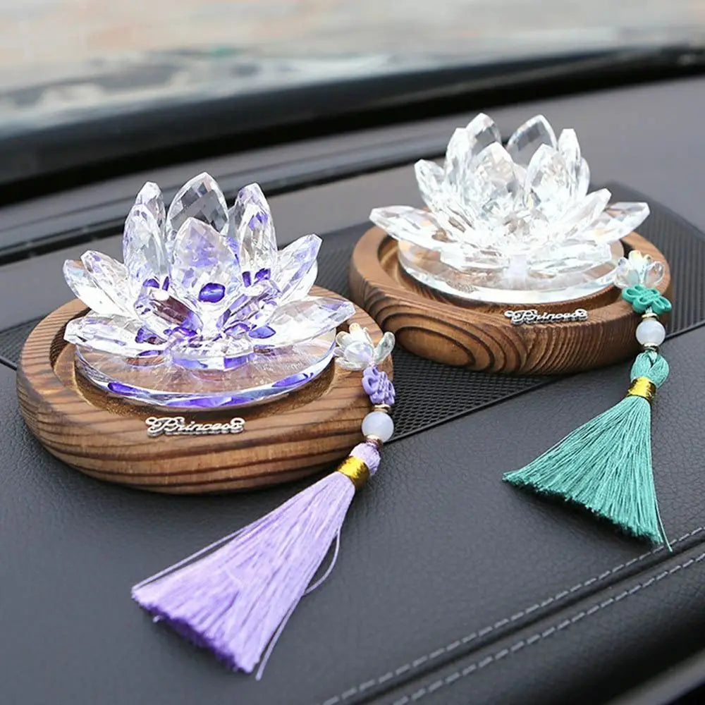 Good Luck Lotus Crystal Car Ornament Realistic Chinese Center Console Zpaxo