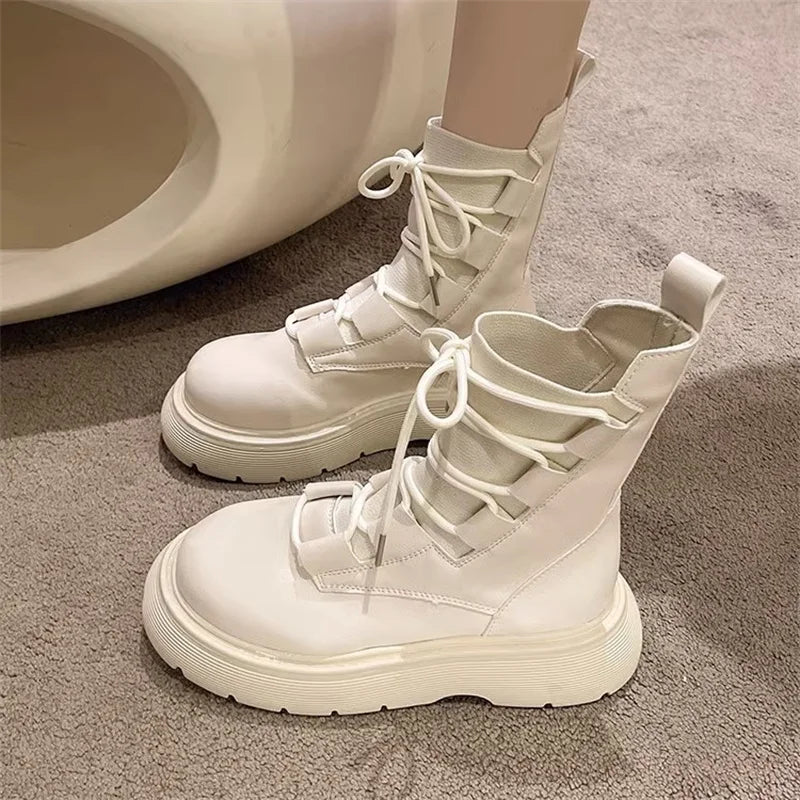 2023 Women Boots Spring Autumn Students Casual Fashion Shoes Lace-up Zpaxo
