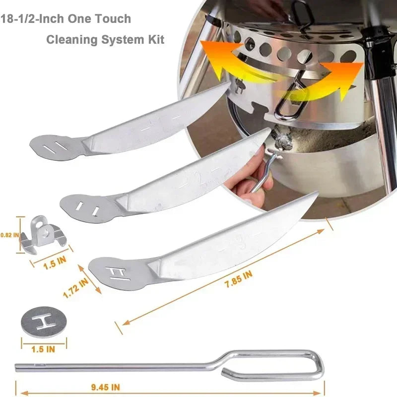 18-1/2-Inch Silver One-Touch Cleaning System kit for Weber Grill for Grill Bottom for 7444 Weber Grill Replacement Parts uuu Zpaxo
