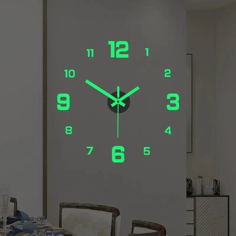 Luminous 3D Frameless Acrylic Wall Clock Digital Silent Living Room
