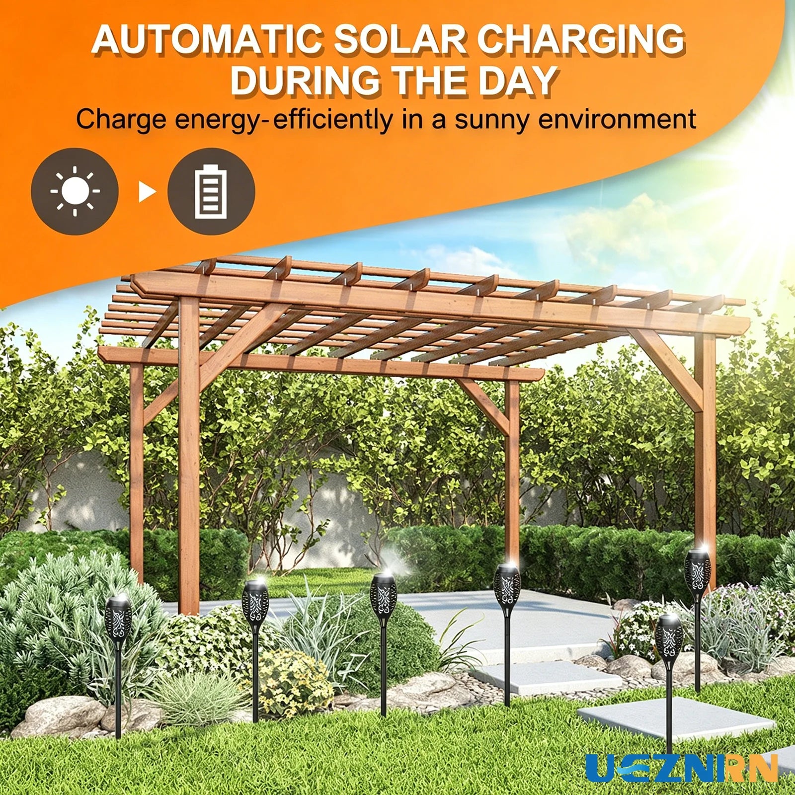 UEZNIRN 6PCS Solar Flame Torch Lights Waterproof Outdoor LED Flickering Flame Lamp Decorative Solar Garden Stake Light for Patio Zpaxo