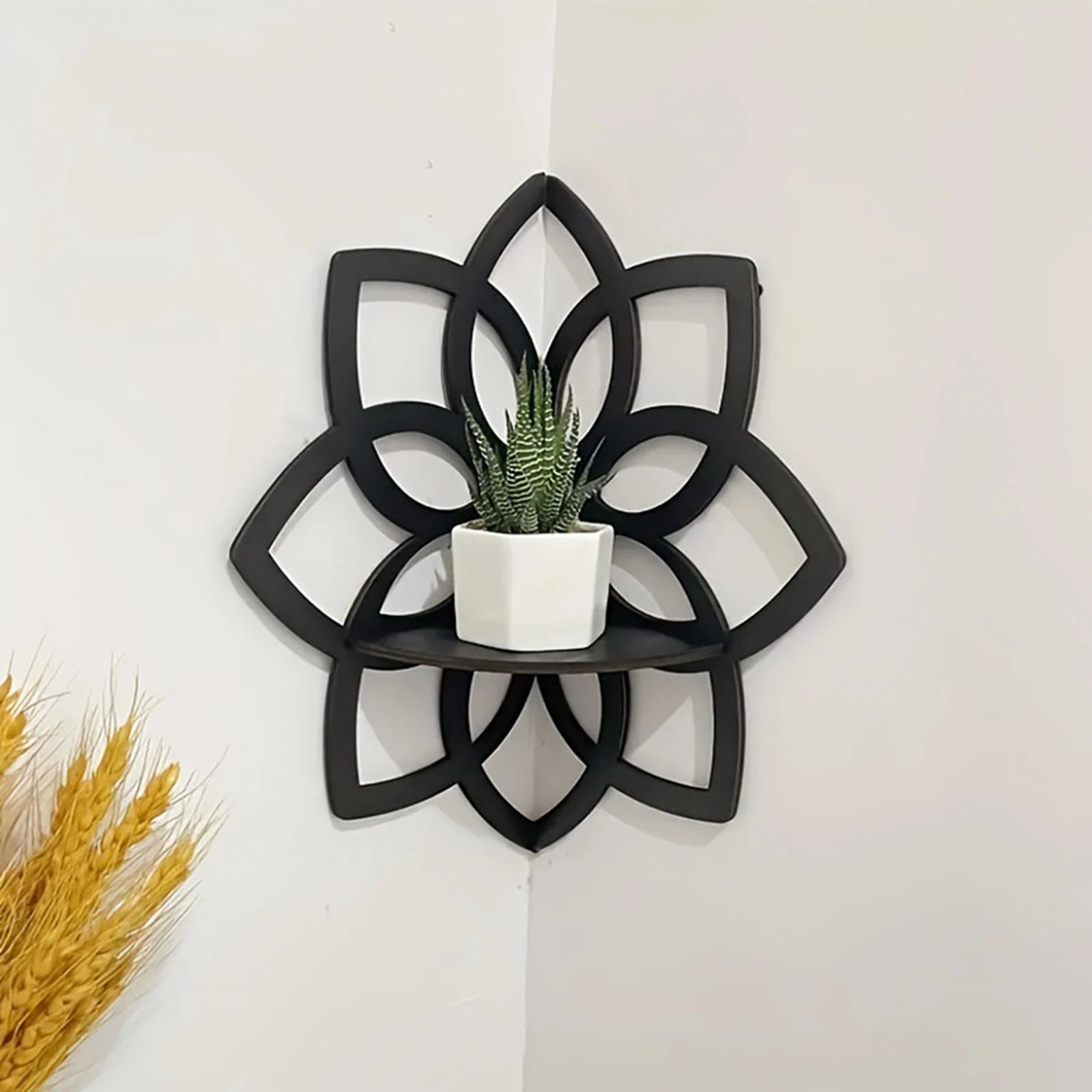 Flower Shape Corner Shelf Wood Floating Shelves Home Kitchen Living Zpaxo