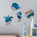 4x Sea Turtle Seahorse Crabs Fish Wall Sculpture Coastal Nautical Art for Cafe Lake House Ocean Bathroom Living Room Hotel Zpaxo Default Title