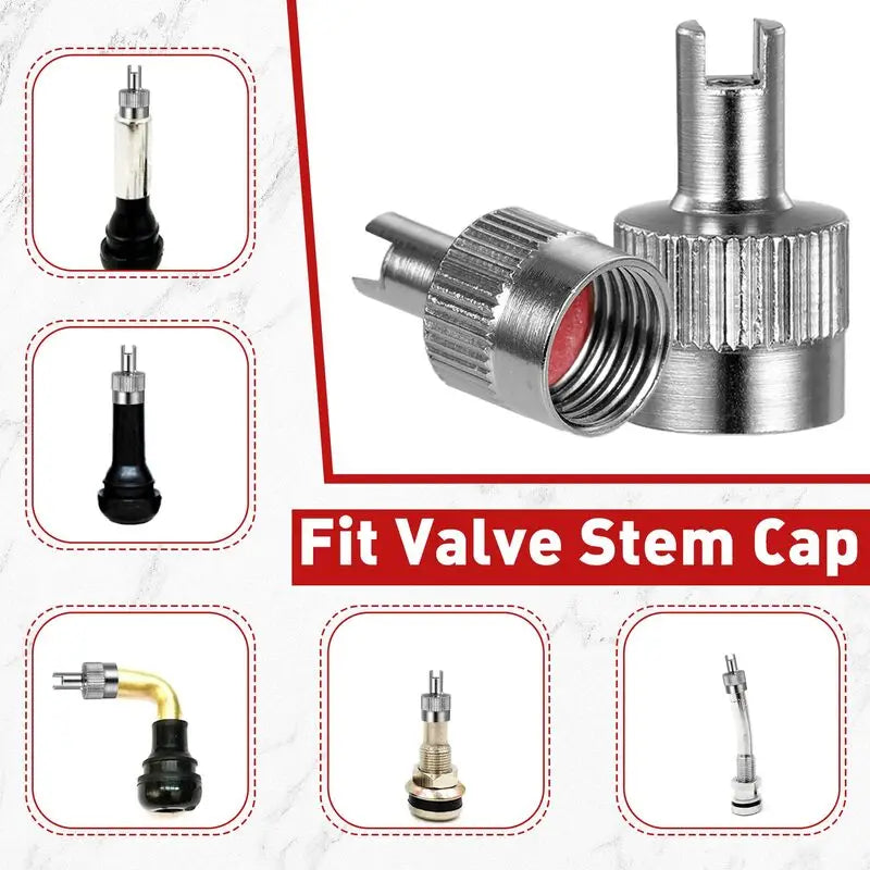 Metal Tire Valve Caps 8-Pack – Universal Dustproof Covers