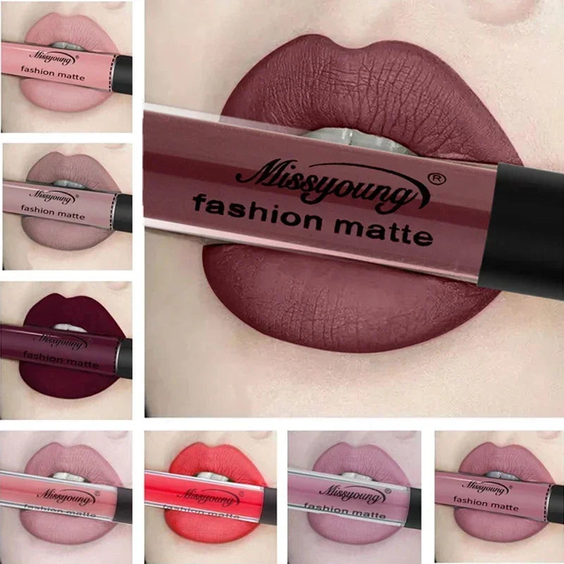 Makeup Lipstick Matte Brown Nude Chocolate Liquid Lip Gloss Batom Zpaxo
