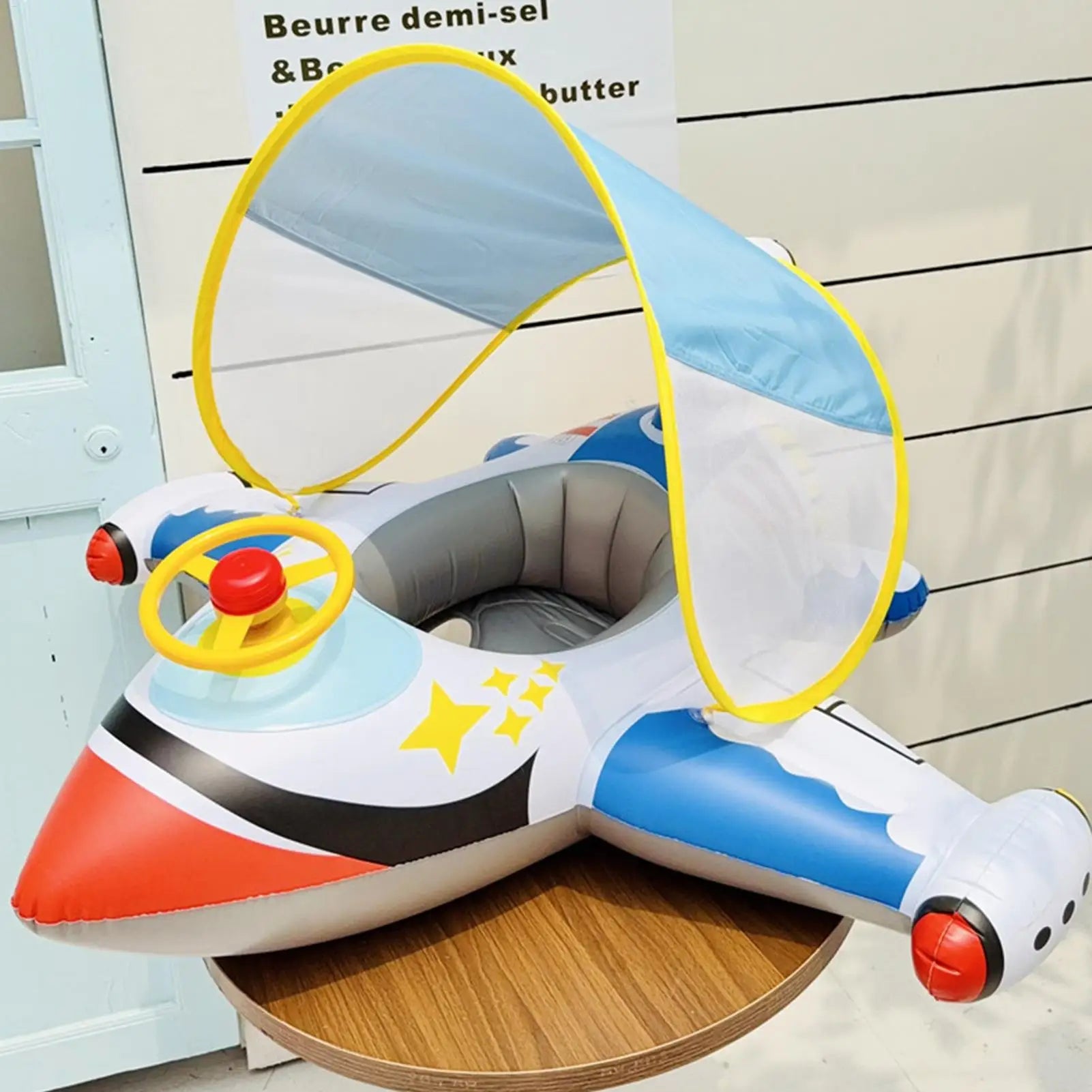 Pool Float Baby Swim Ring Airplane Shape Inflatable Raft Sun Zpaxo