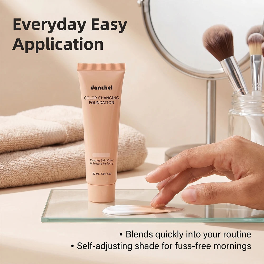 Color Changing Foundation Auto Skin Tone Matching 12H Long Lasting Light Medium Coverage Natural Dewy Face Makeup Zpaxo