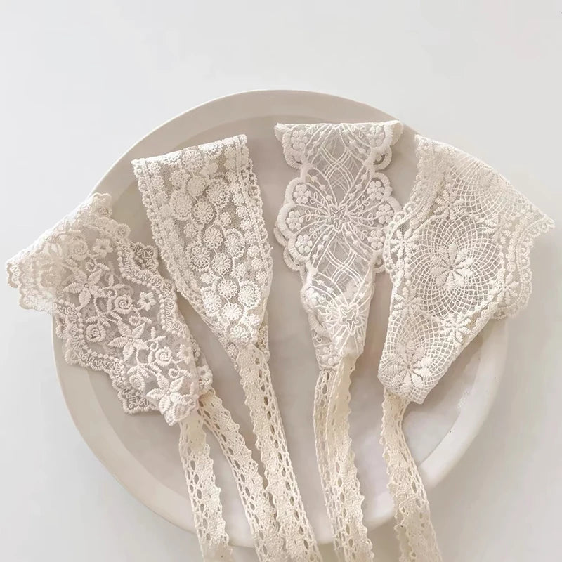 Korean Lace Headband Baby White Flower Embroidered Hair Band Sweet