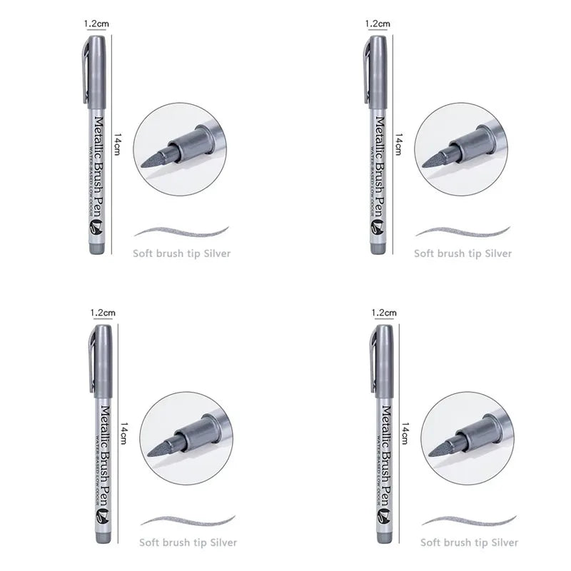 Metallic Marker Pens – Gold & Silver Soft Brush Art Markers