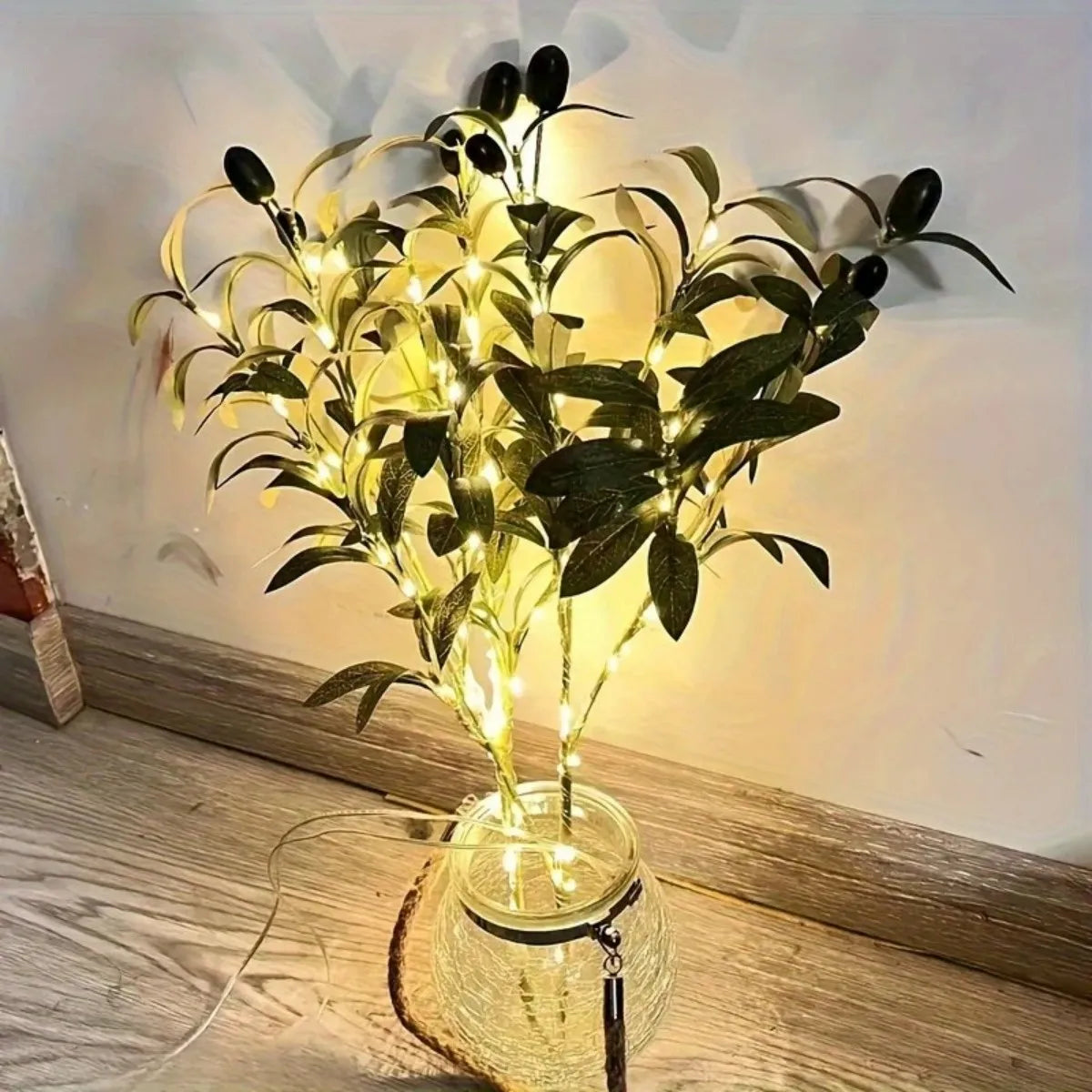 LED Simulation Fruit Olive Branch Copper Wire Tree Light Room Festive Zpaxo