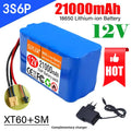 3S6P 12V 21000mAh Rechargeable 18650 Lithium Battery Pack DC 12.6V Charger with BMS for scooter CCTV Audio Amplifier Cam Monitor Zpaxo XT60-SM
