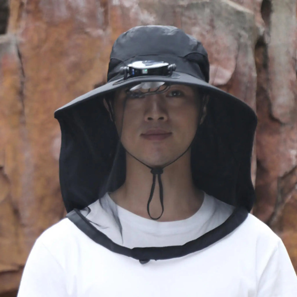 Solar USB Charging Fan Hat Men Wide Brim Sun Personal Cooling Caps