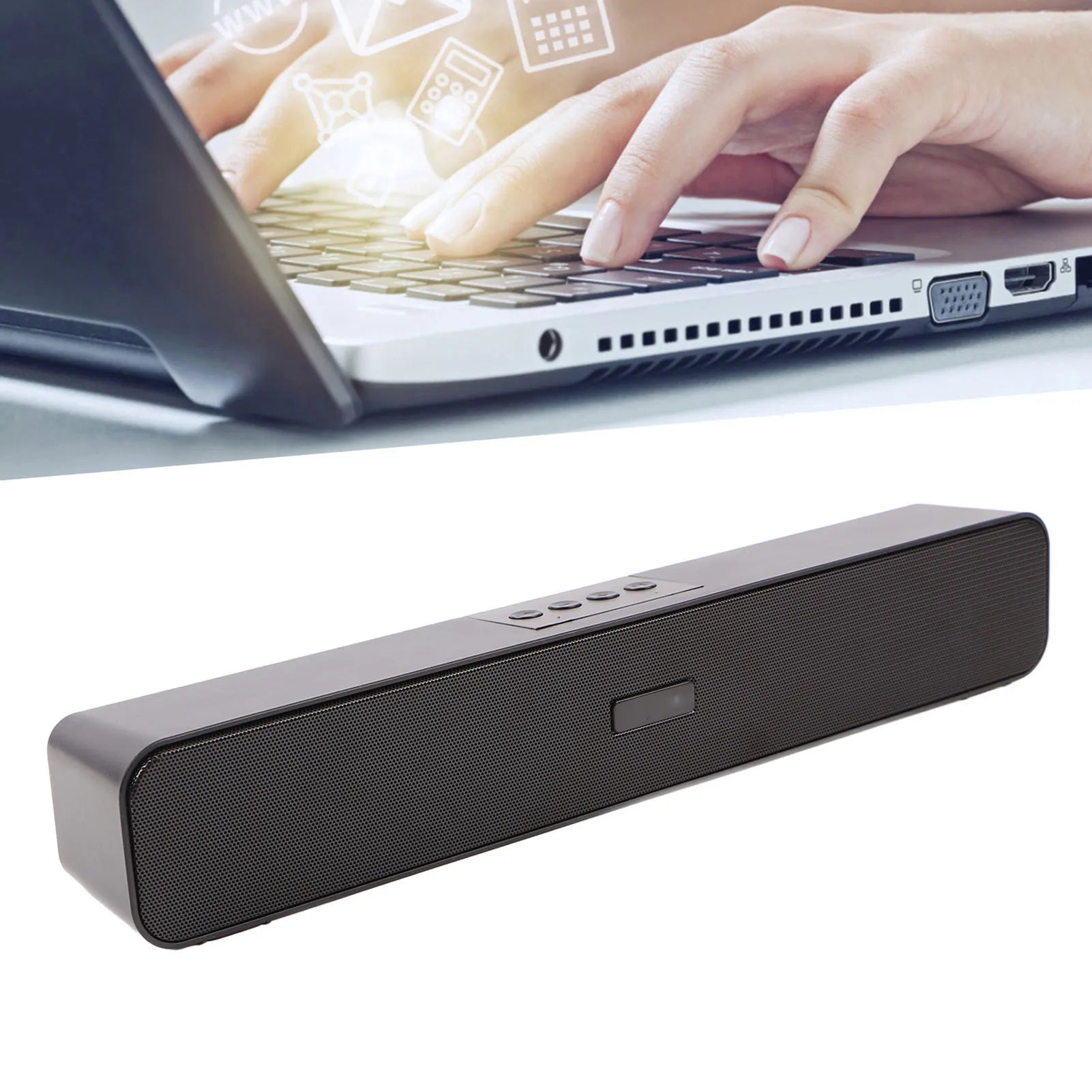 Bluetooth Soundbar Wireless 5 Playback Modes Noise Reduction Surround