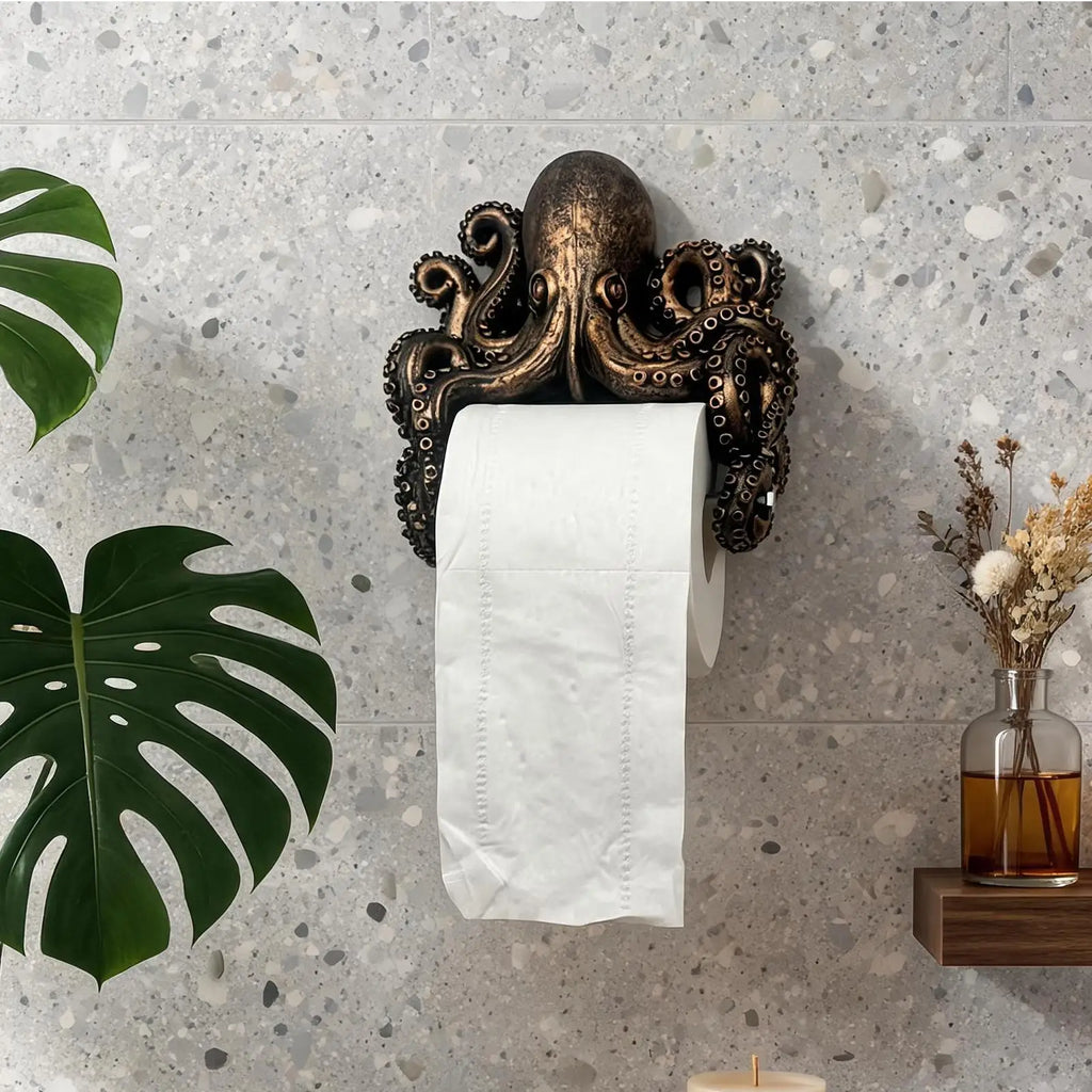 Octopus Toilet Paper Holder Cute Resin Stand Wall Mount Storage
