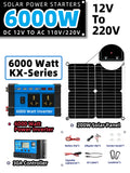 6000W Inverter 30A Controller 5V Solar Panel Smart Phone Car Charge Camping Home Solar Power System for Home Complete Kit RV Zpaxo 220V 6000W