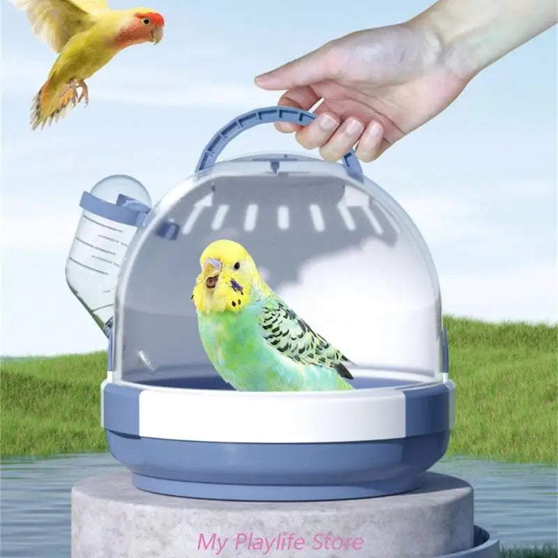 Portable Clear Bird Carry Case Transport Cage Parrots Carrier