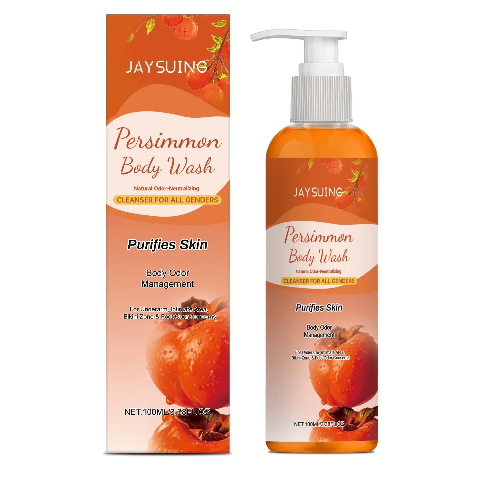 Persimmon Shower Gel – Cleansing, Deodorizing & Exfoliating Exfoliating Body Wash Zpaxo 100ml boxed Moisturizing