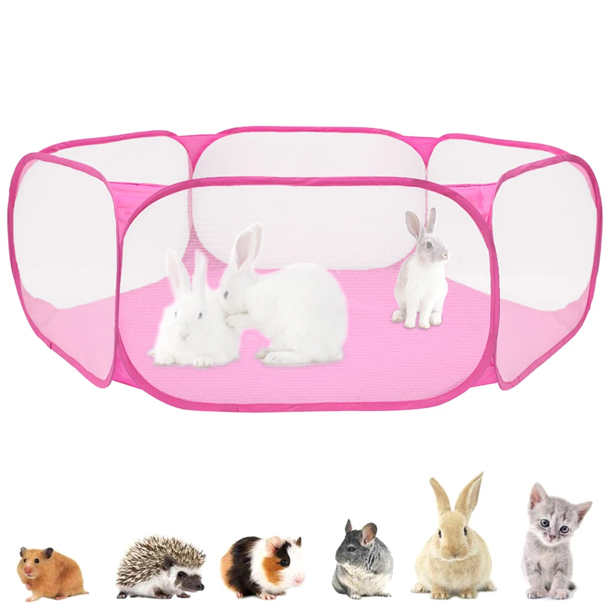 Pet Playpen Outdoor Breathable Small Animals Tent Rabbit Play Pen Foldable Transparent Pet Exercise Fence for Guinea Pig Cage Zpaxo