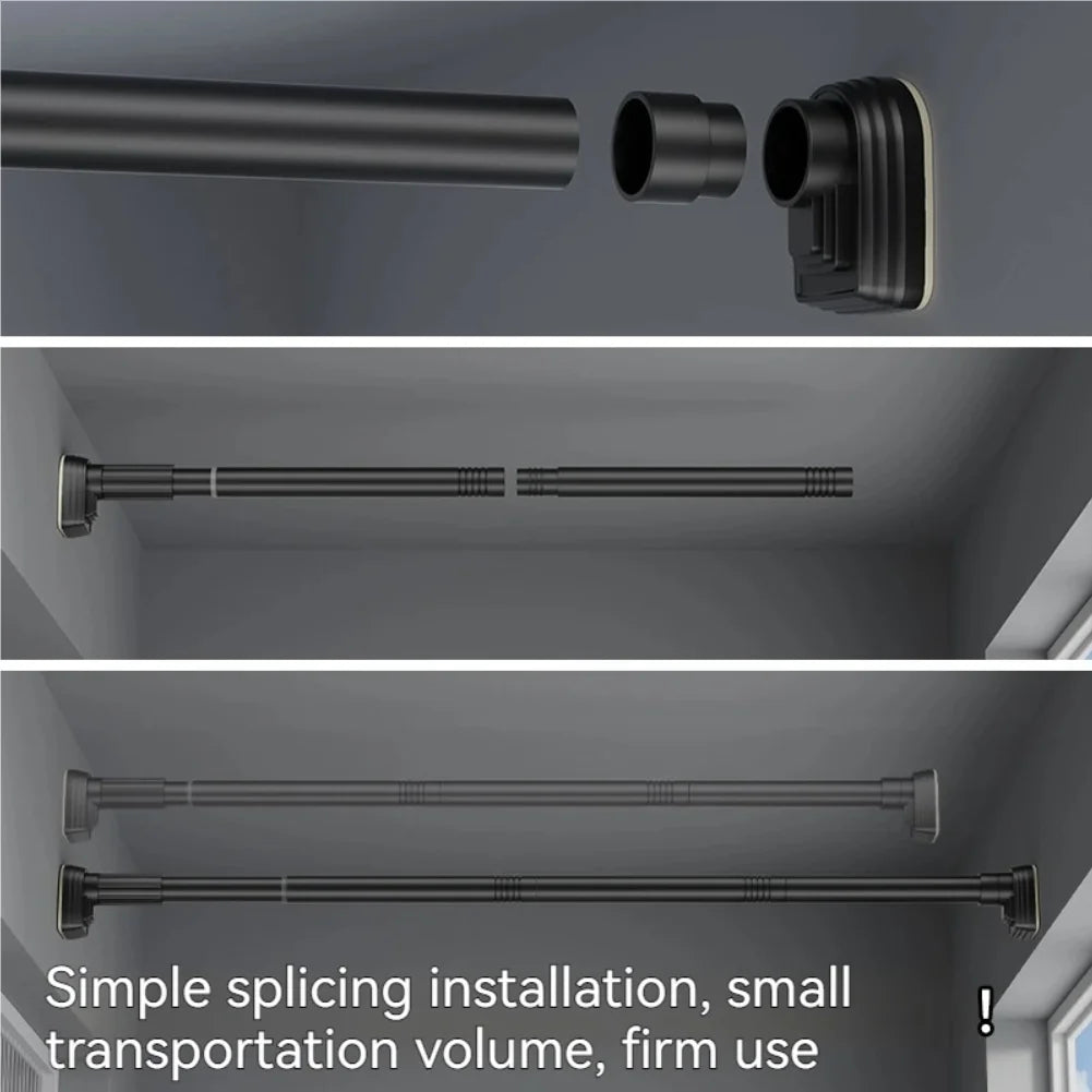 Up To 2.7m Adjustable Stainless Steel Shower Curtain Rod Clothes Drying Rack No-Drill Telescopic Pole for Laundry Room Bathroom Zpaxo