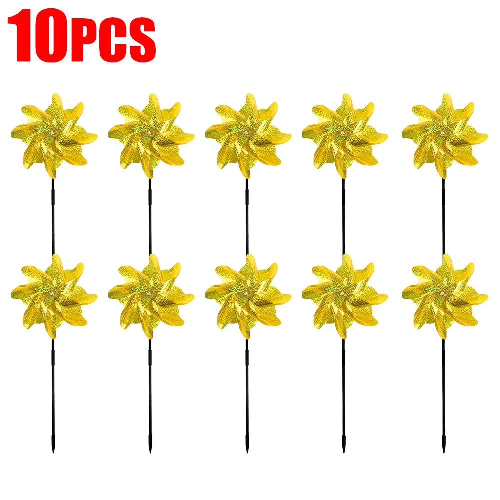 2 Windmill Bird Repellent Garden Decorations Colorful Wind Spinner Zpaxo 10pcs Gold