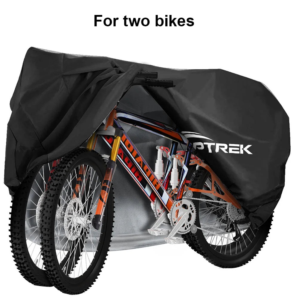 Toptrek Bike Cover 210D Oxford Outdoor Storage Waterproof & Anti-UV Bicycle Cover with Waterproof Membrane for Two Bicycles Zpaxo Two bikes cover