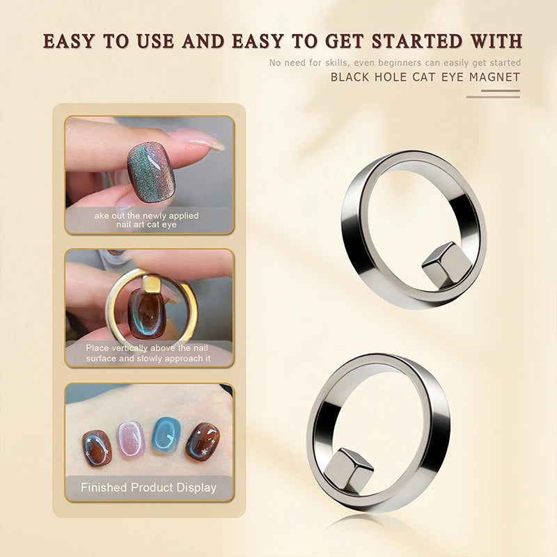 Hollow Cat Eye Magnet Gel Nail Polish Art Ring French Magnetic