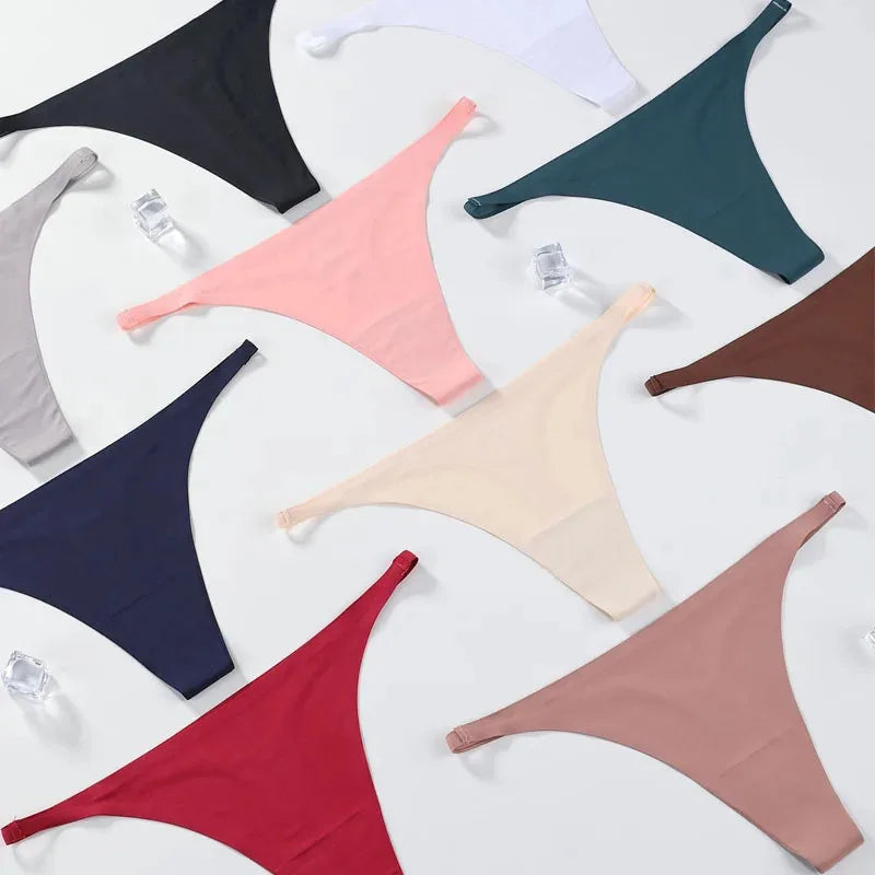 Women's Seamless Ice Silk Thongs – 3 or 8 Pack G-String Panties