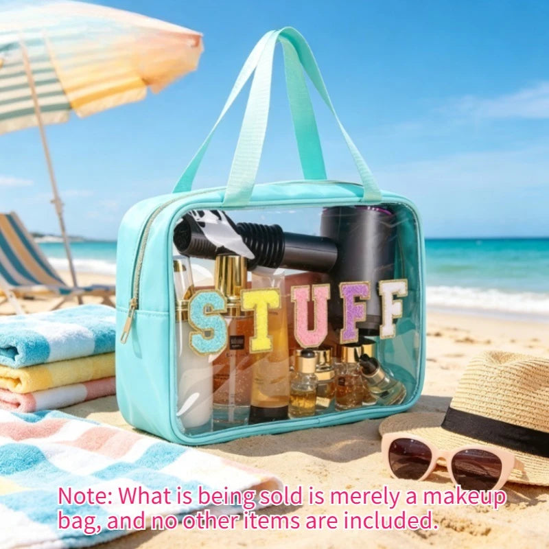 Transparent PVC Cosmetic Bag Large Waterproof Makeup Pouch Handle