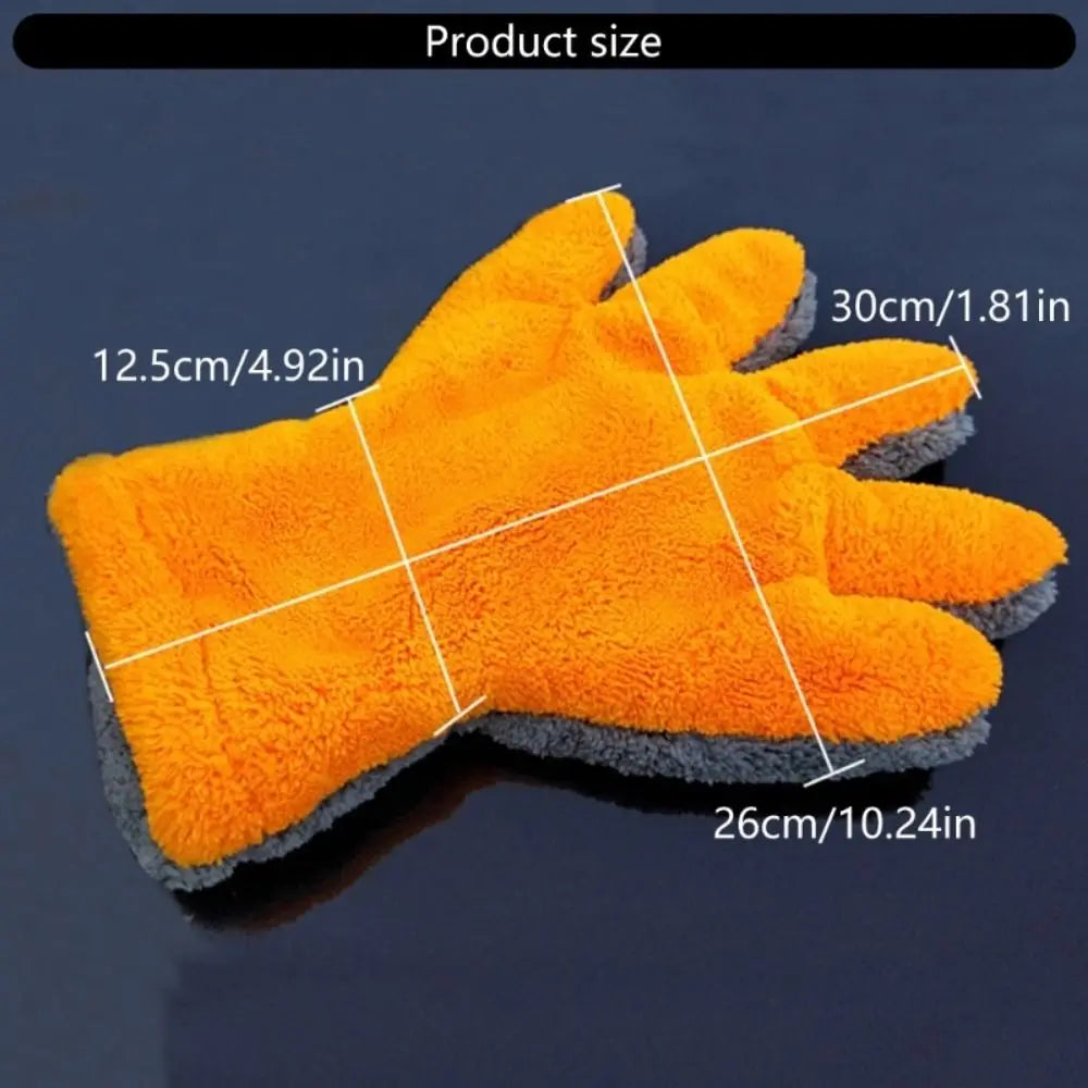 2Pcs High Absorbency Double-sided Five Finger Gloves Nonscratch Thickened Car Wash Mitts Multi-function Durable Zpaxo