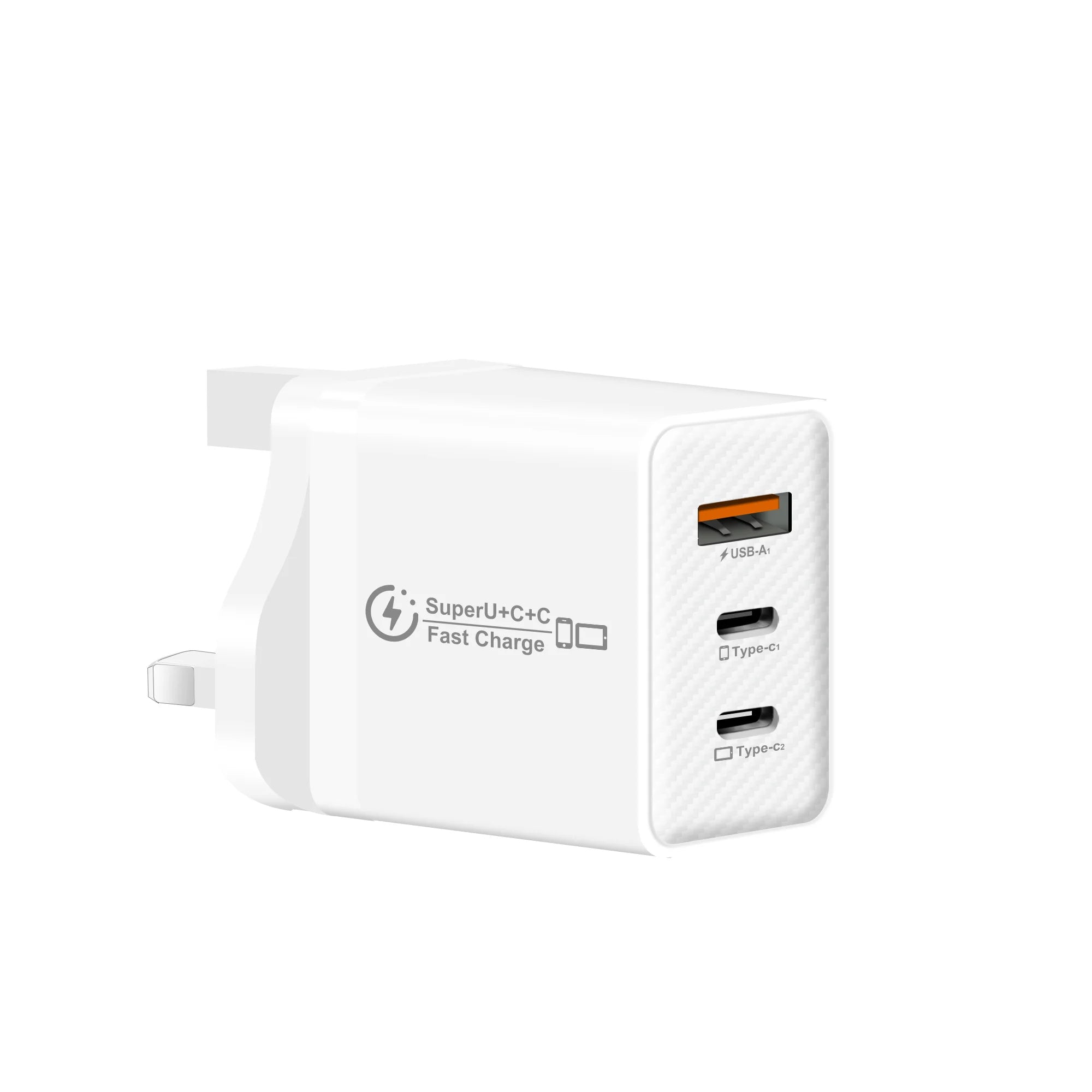3-in-1 48W USB-C Fast Wall Charger – iPhone, Samsung, Android USB-C Wall Charger Zpaxo UK WHITE