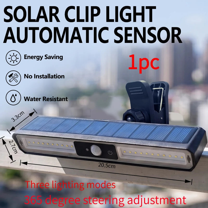 Upgraded Intelligent Sensing Solar Clip Lamp Outdoor Courtyard Garden Zpaxo 1pc 2