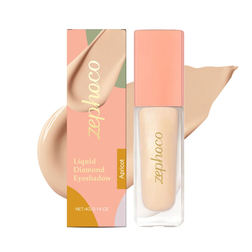 Diamond Shimmer Eyeshadow (Apricot) with Natural Pearl Fine Glitter for Everyday and Party Glam Eye Makeup Zpaxo Apricot