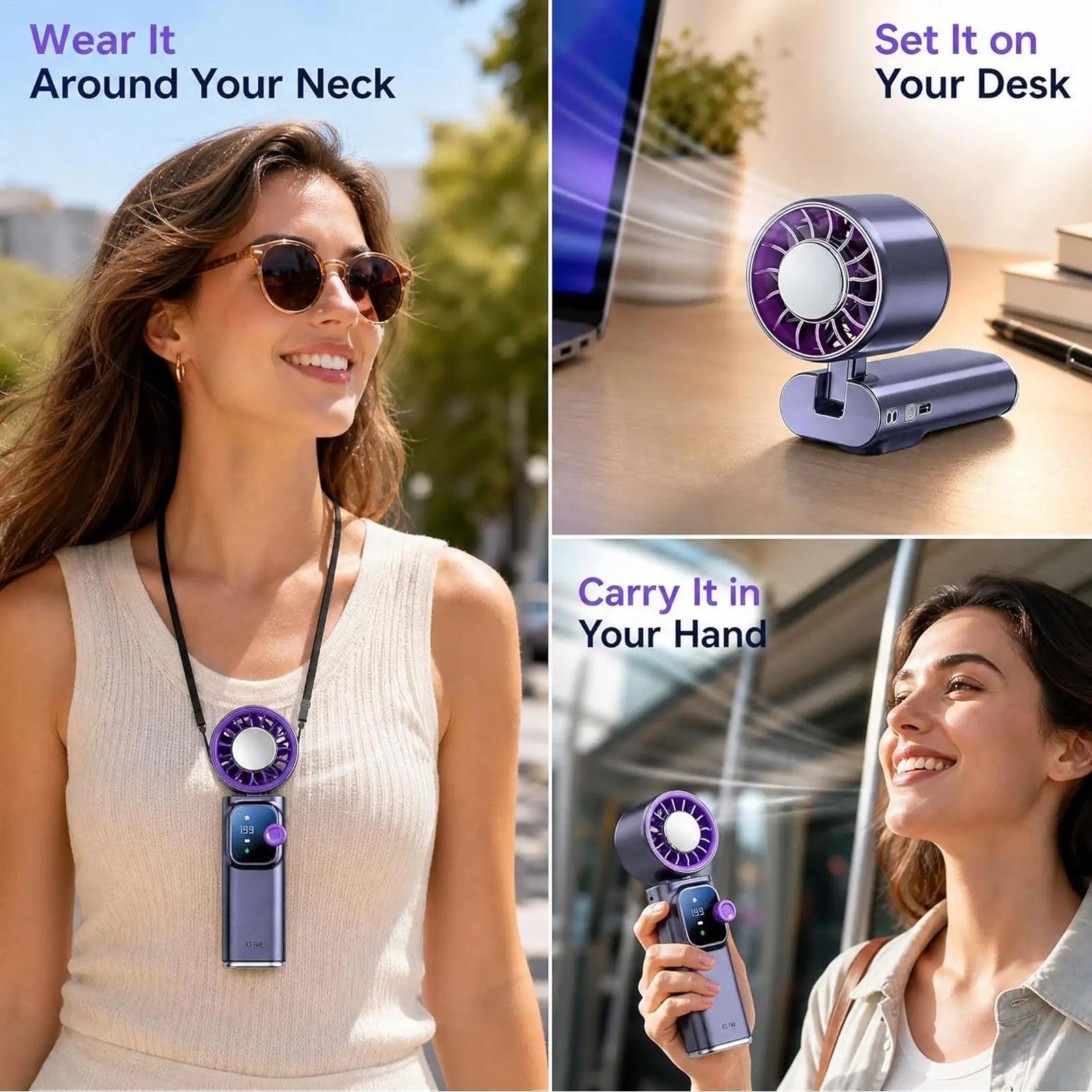 Handheld Fan 199-Speed Variable Cooling Fans 4000mAh Rechargeable