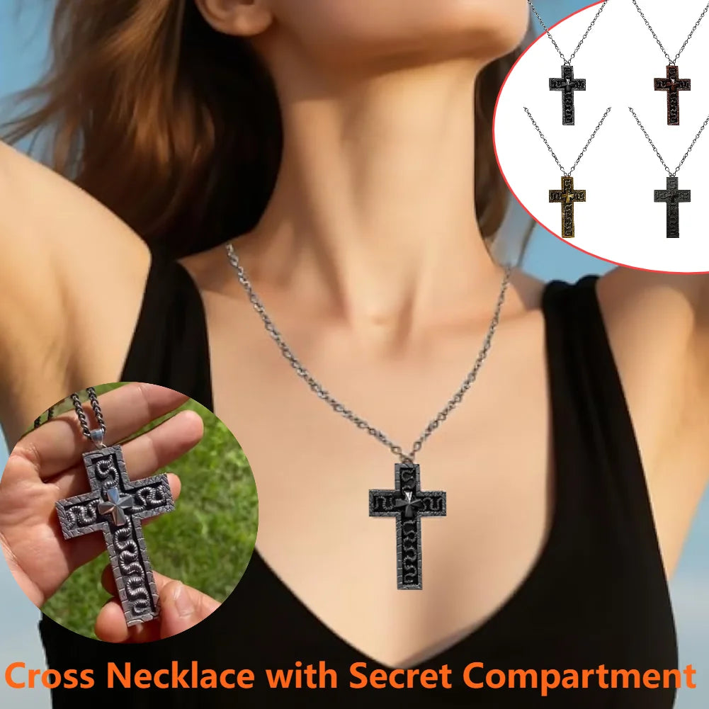 2025 Necklace Cross Shaped Compartmen 3D Metal Charm Pendant Desig