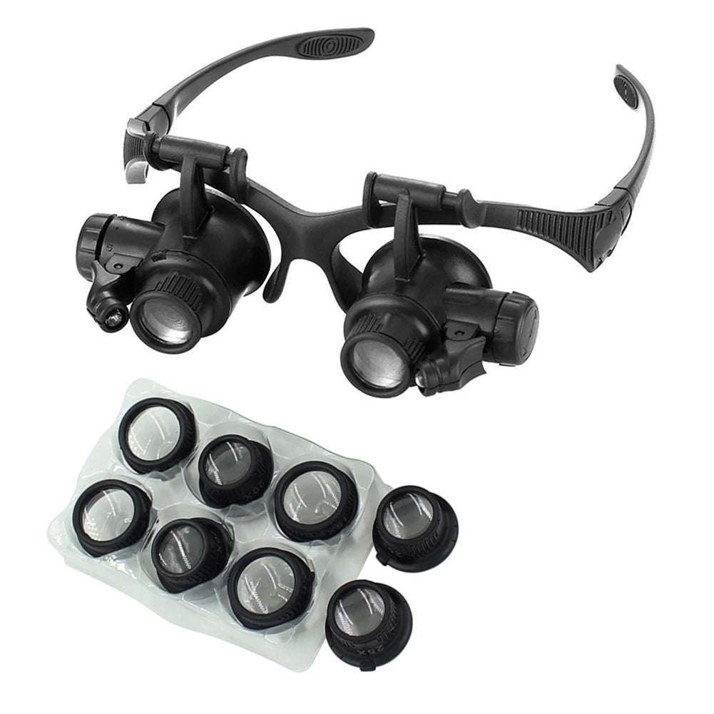 2XLED Watch Jeweler Repair Magnifier Head-mounted Headband Adjustable