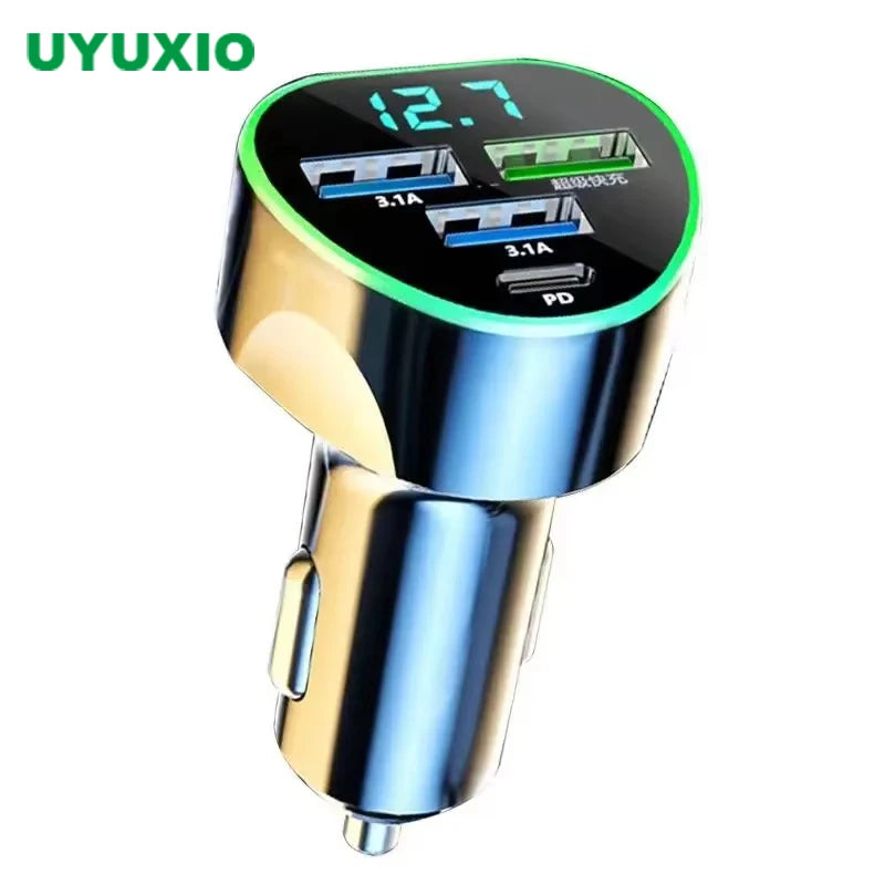 Car Phone Charger USB C Fast Charge LED Voltage Monitor Iphone Zpaxo