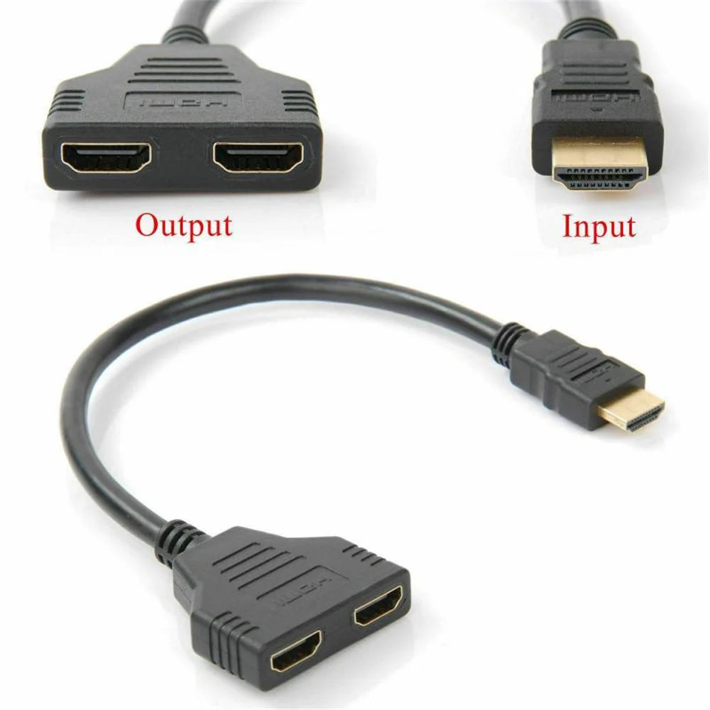 1 In 2 Out HDTV Splitter Cable 1080P HD Dual Port Adapter For TV Box PC Laptop PS4 Xbox to Monitor Projector TV Gold Plated Plug Zpaxo