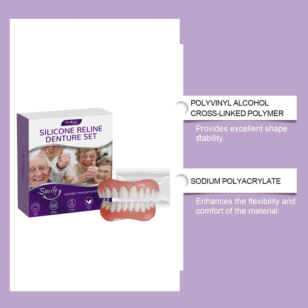 Denture Beautifying Set, Soft Flexible Natural, Comfortable Material, Practical Teeth Cosmetic & Care Kit for Better Smile Zpaxo